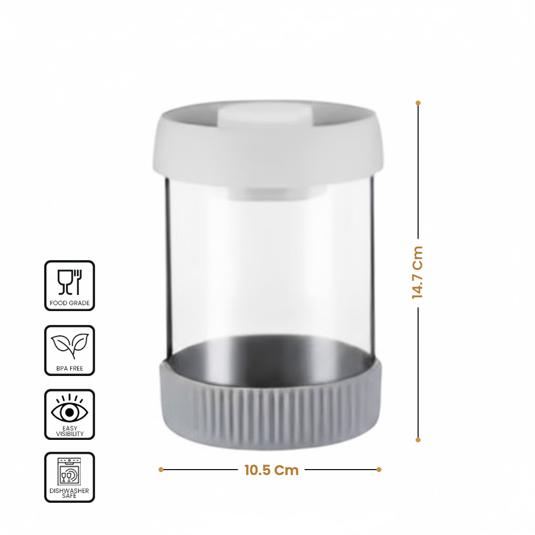 Premium Microwave Safe Borosilicate Glass Canister with Vacuum Lid