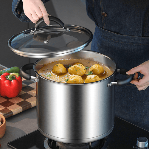 Stainless Steel Deep Cooking Pot with Lid (7.5L)