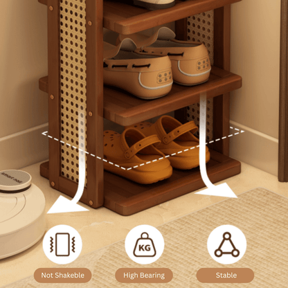 Six-Layer Bamboo Entryway Shoe Storage Rack