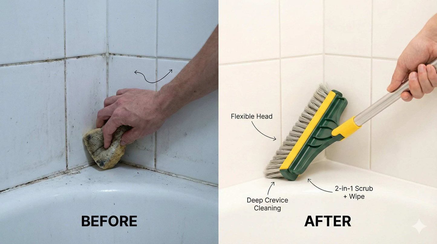 CleanEdge – 2-in-1 Scrubbing Brush | Corner Wiper | Flexible Head
