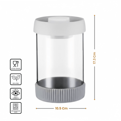 Premium Microwave Safe Borosilicate Glass Canister with Vacuum Lid